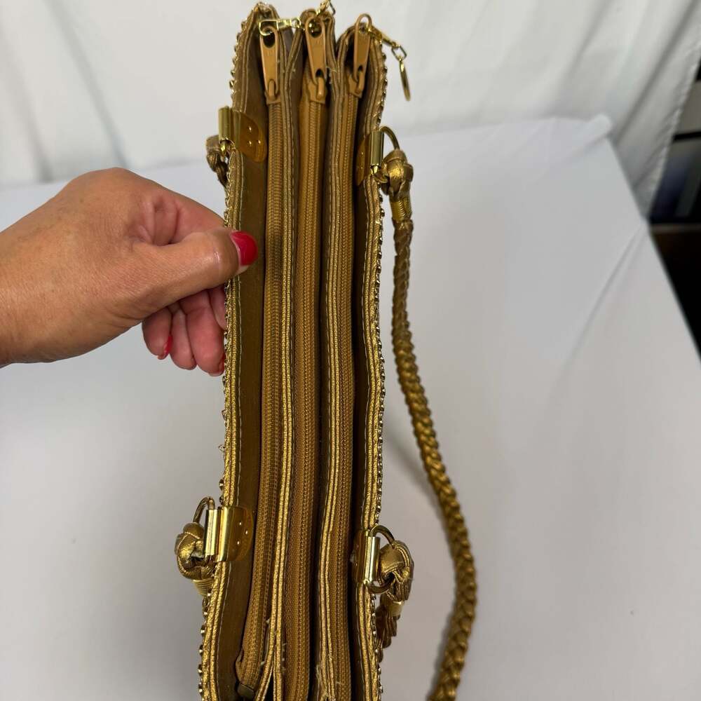 Whiting & Davis Vintage Gold Mesh Braided Strap Shoulder Bag - Picture 11 of 14